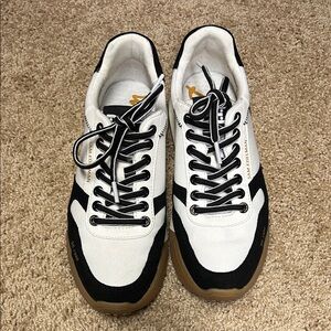 Sam Edelman White and Black Sneakers with Tan Sole